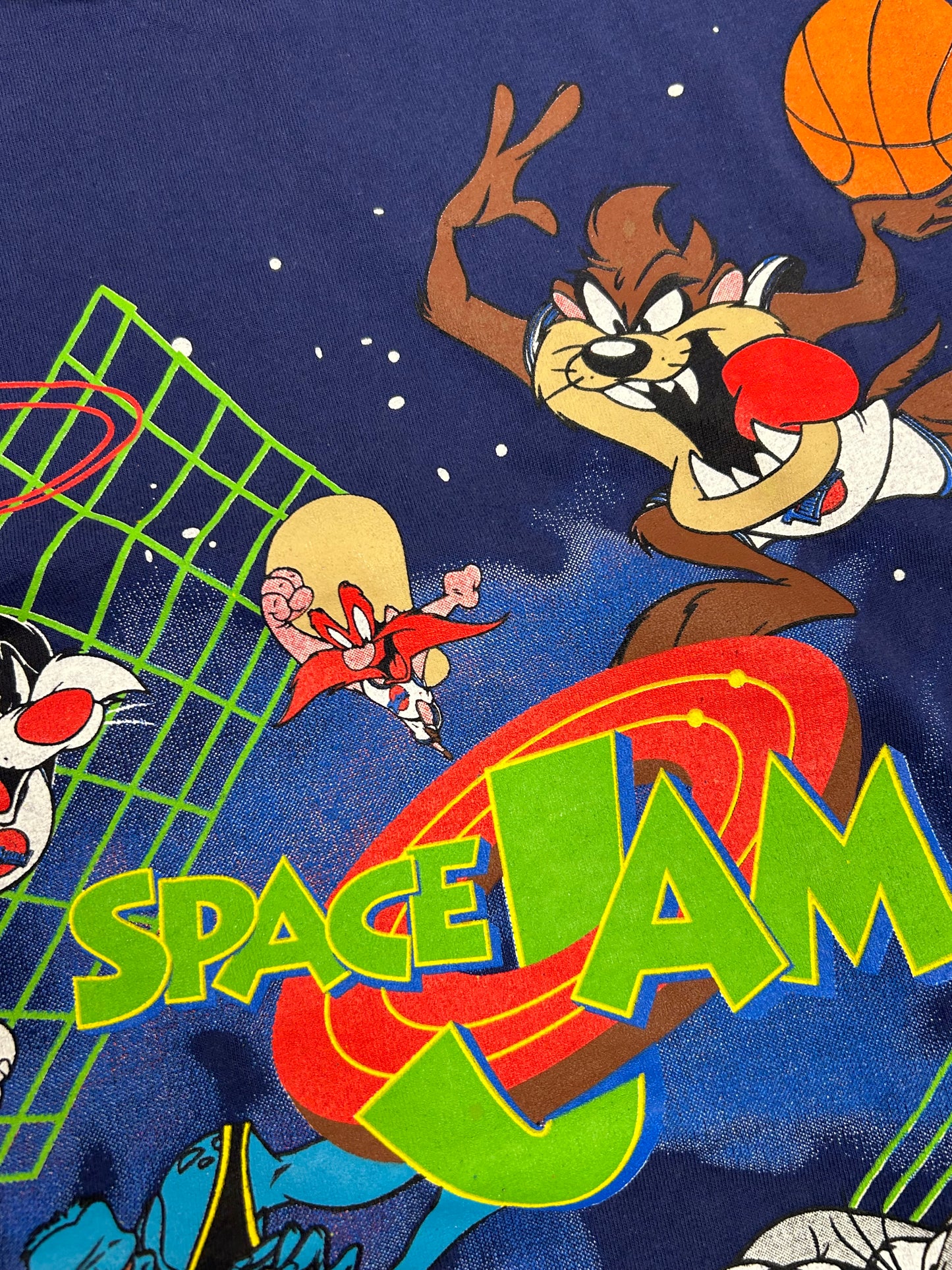 Vintage Space Jam Movie Promo Looney Tunes Warner Bros 1996 Tee Large 21.75x28.5 Inches