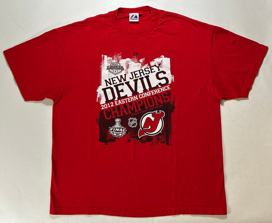 Majestic New Jersey Devils 2012 Eastern Conference Champions Official Locker Room Edition NHL Tee 2XL 25.5x30.5 Inches