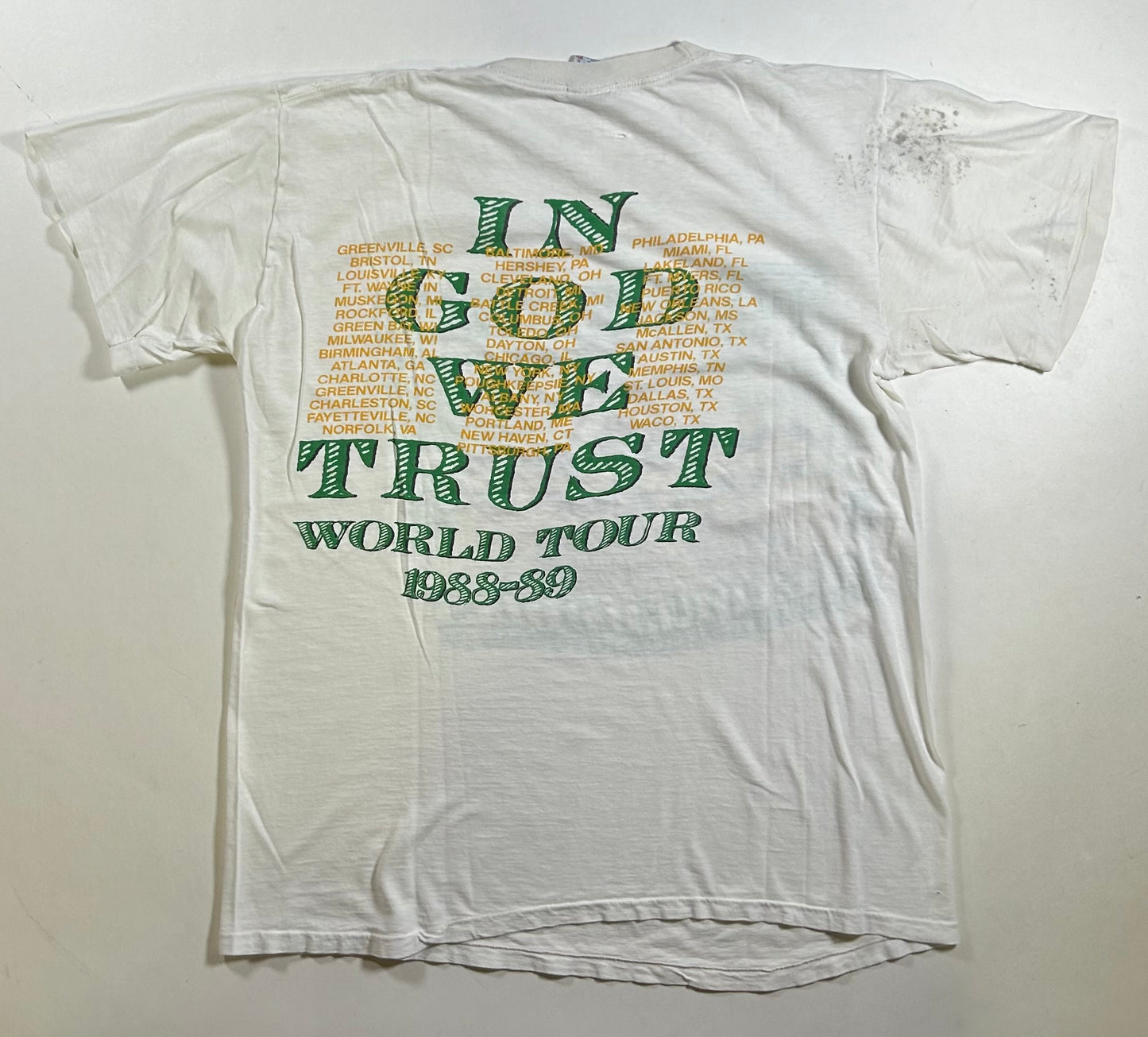 Vintage Stryper In God We Trust 1988-89 World Tour Band T-shirt Worn In As Is Large/Medium Fit 21x27 Inches