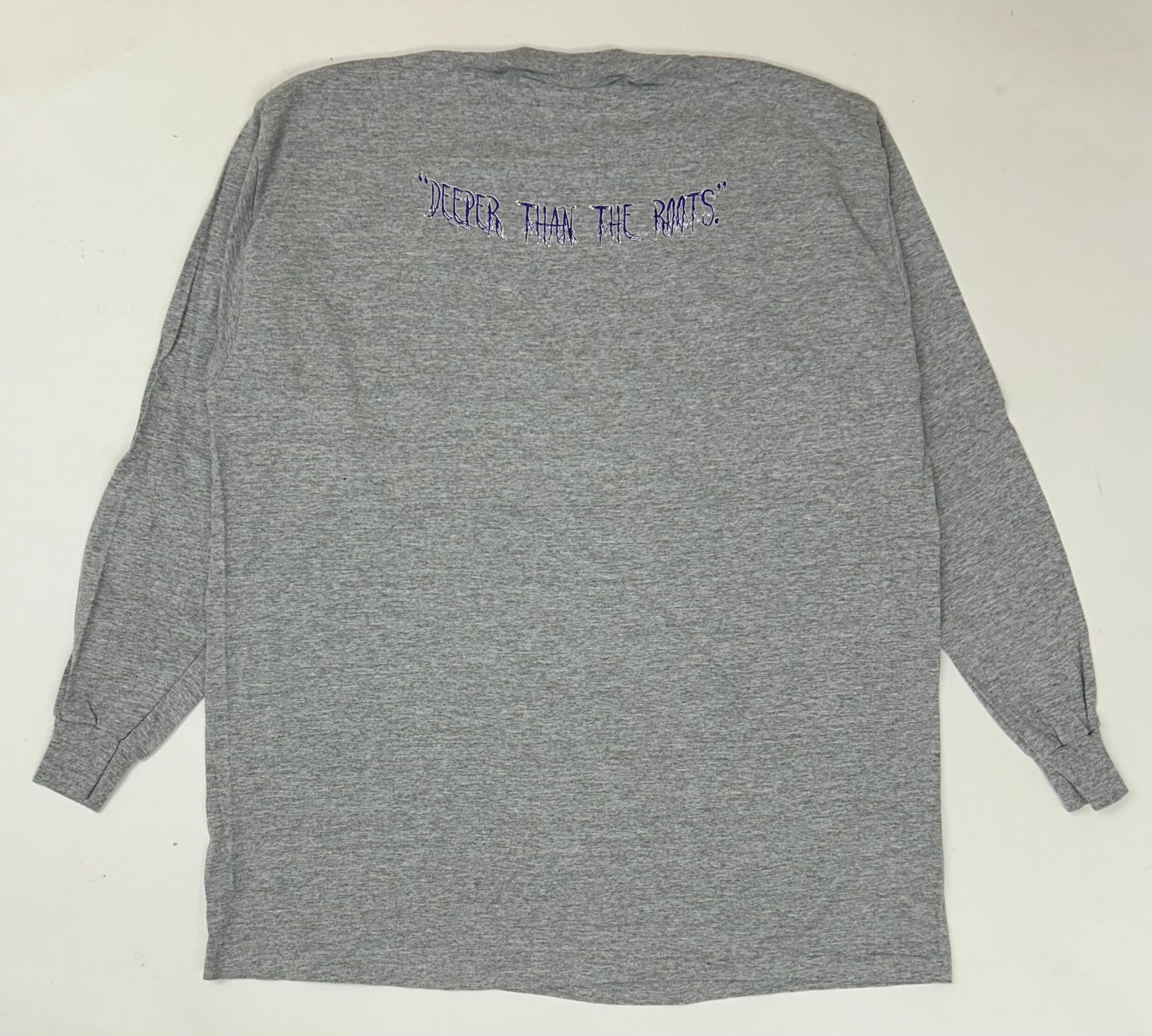 Edgewood NJ first edition “Deeper Than The Roots.” Long Sleeve Tee Gray All Sport Tag 90/10 Blend Made In USA