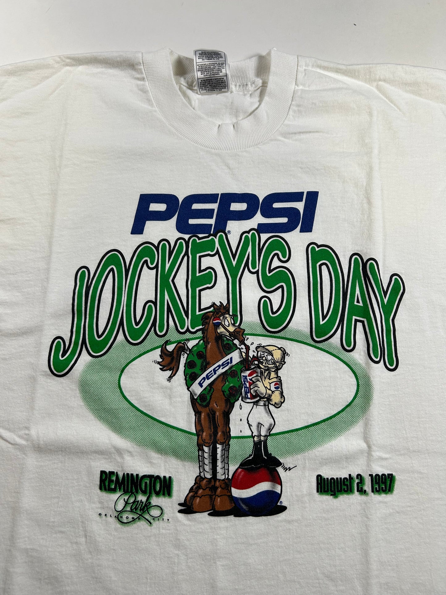 Vintage August 2, 1997 Pepsi Jockey’s Day Remington Park Oklahoma City Tee XL 23x30 Inches