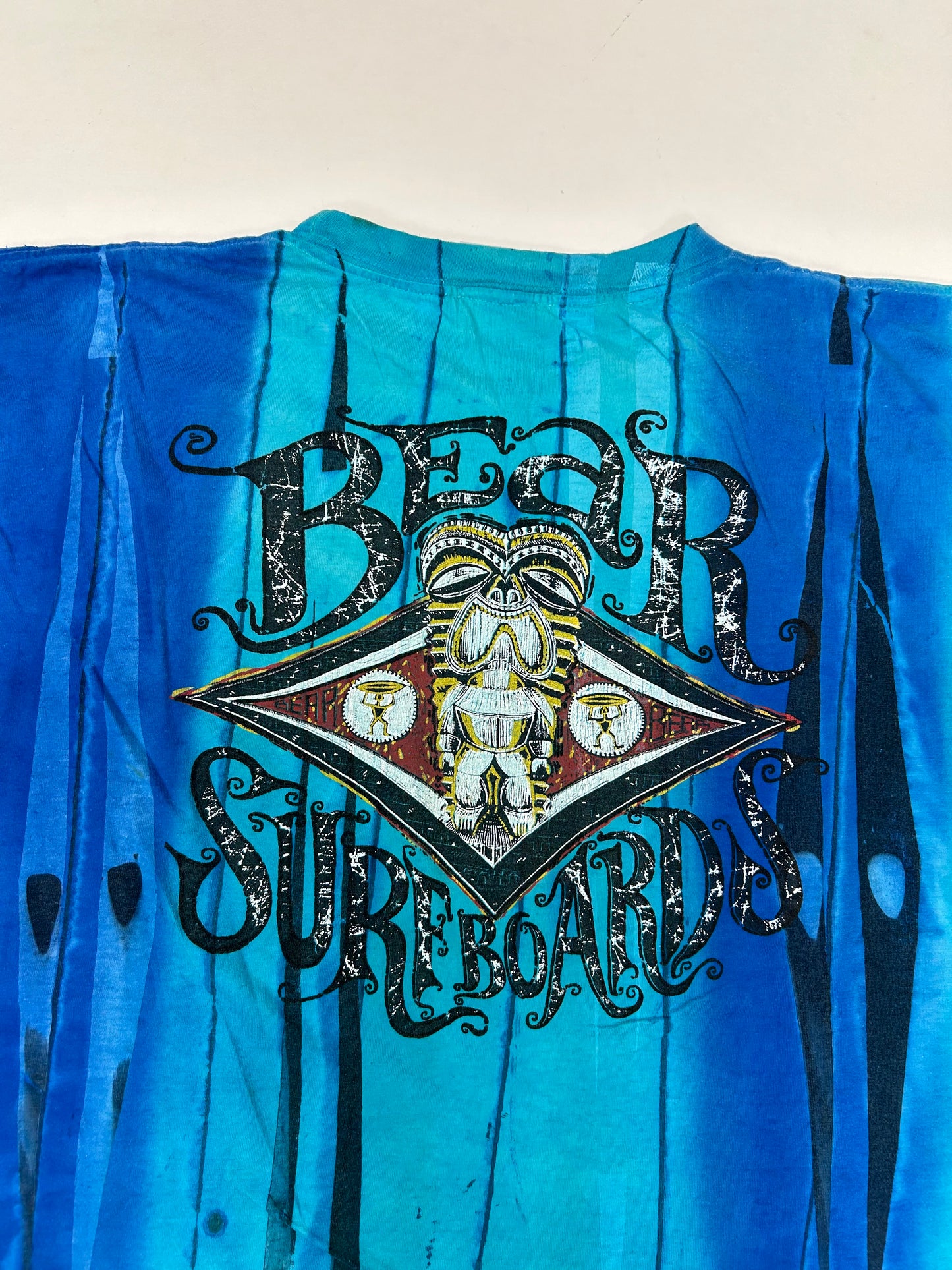 Vintage Bear Surfboards Tie-Dye Blue Shirt XL/2XL Fit 26.5x28.75 Inches Made In USA
