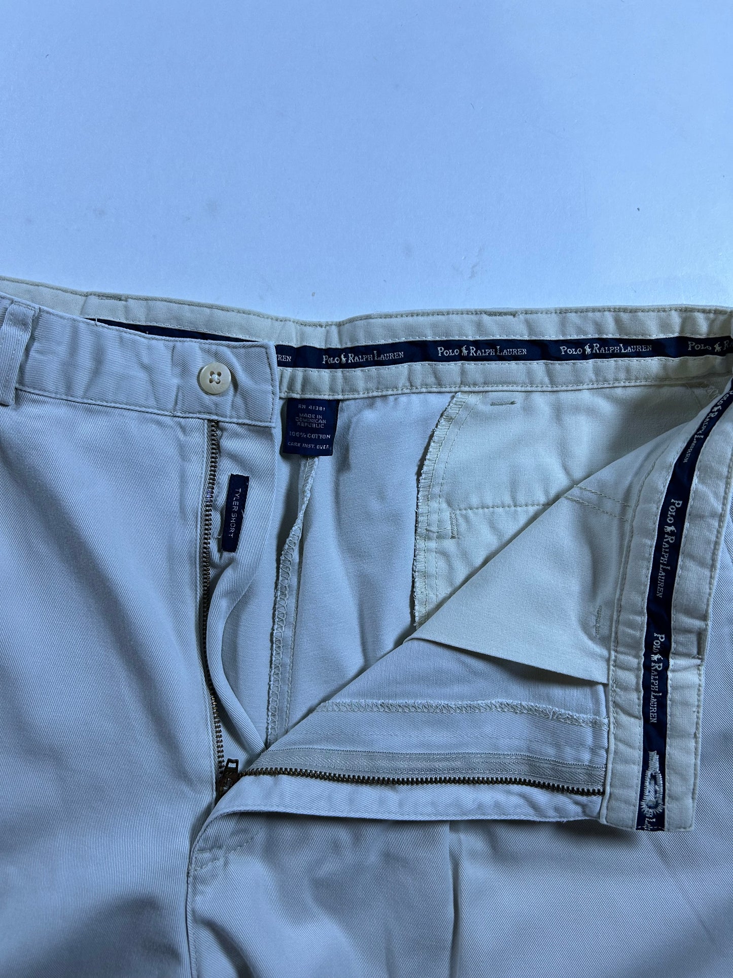 Vintage 2000s Polo Ralph Lauren Khaki Chino Pleated Shorts Tyler Short 34 17.25x21.75 Inches