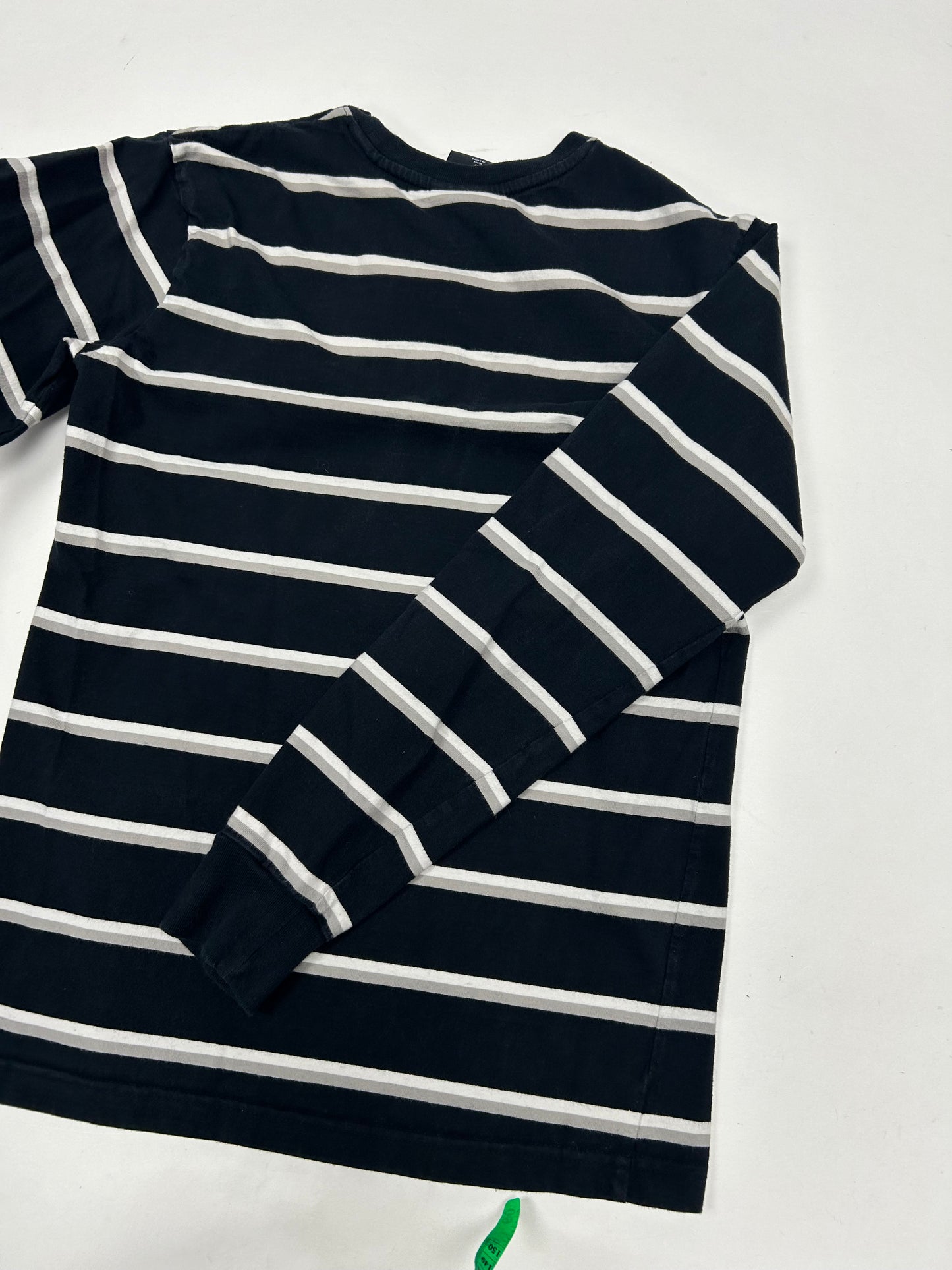 HUF Striped Embroidered Logo Long Sleeve Tee Small 18.25x26 Inches Black/White