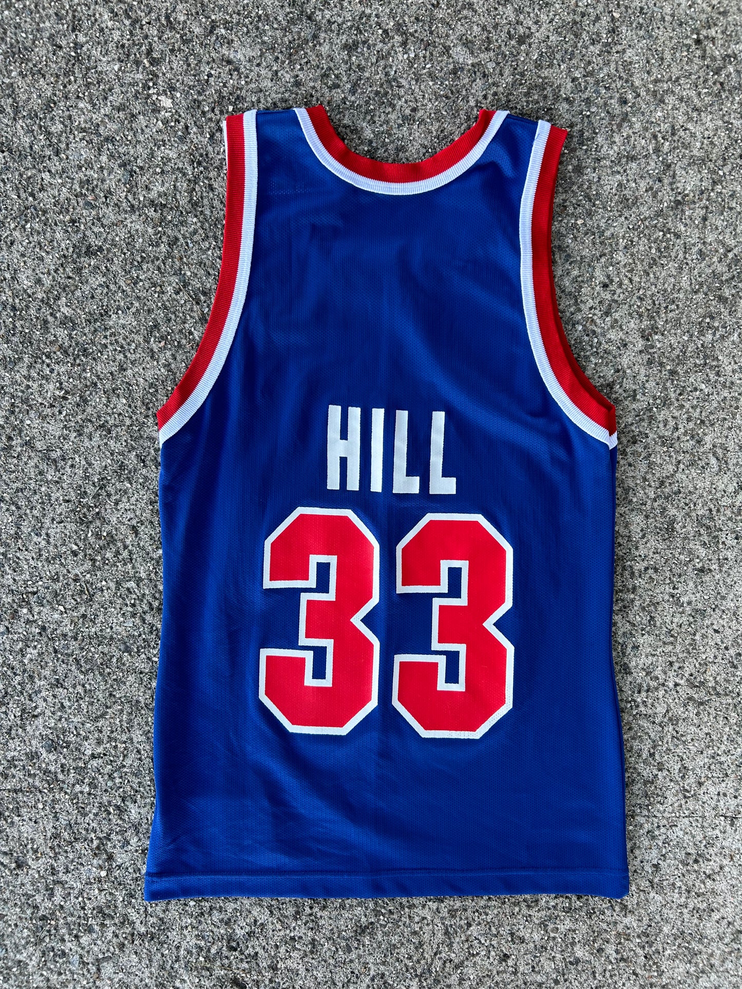 Vintage Early 90s Champion Detroit Pistons Grant Hill NBA Felt Patch Logo Jersey Small 36