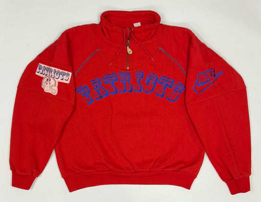 Vintage New England Patriots NFL Nike 1/4 Zip Pullover Sweatshirt Tagged Medium 24.5x25 Inches 80s