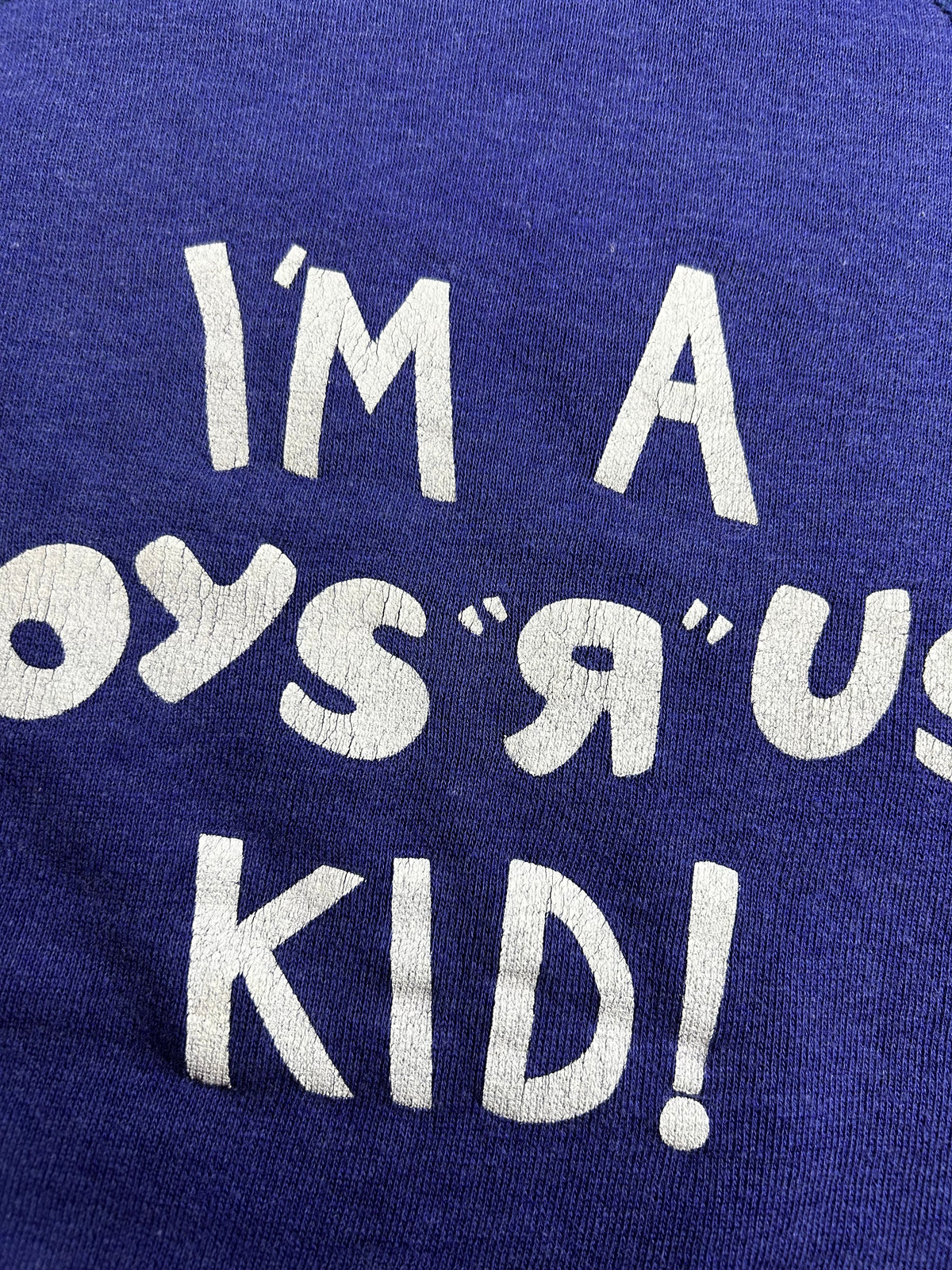 Vintage 80s Toys R Us Raglan I’m A Toys “R” Us Kid! Crewneck Sweatshirt Blue As Is Small Fit 23.75x24 Inches As Is