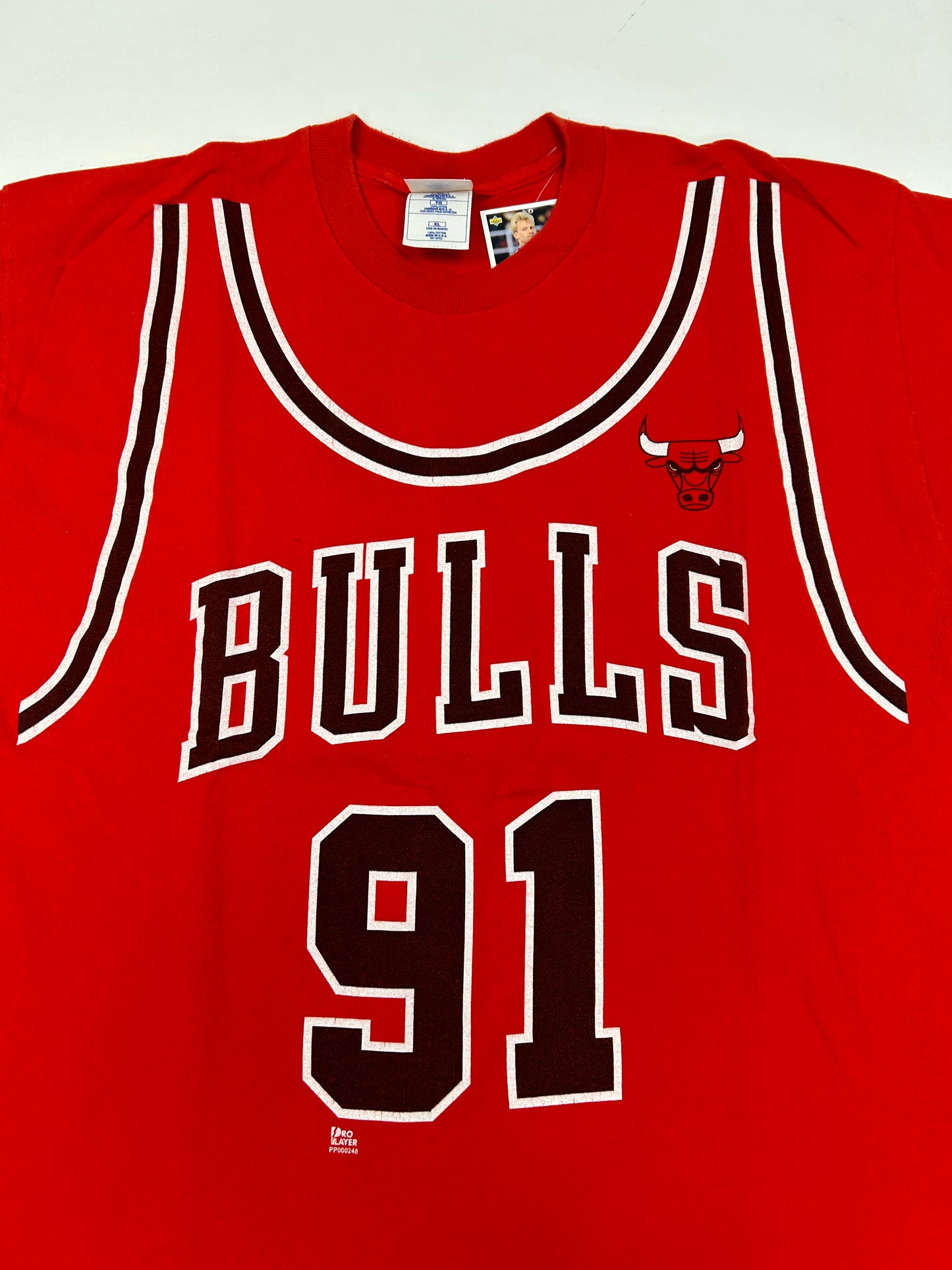 Vintage Pro Player Dennis Rodman Chicago Bulls Jersey Shirt Graphic T Shirt XL/2XL Fit 24.75x30.75 Inches