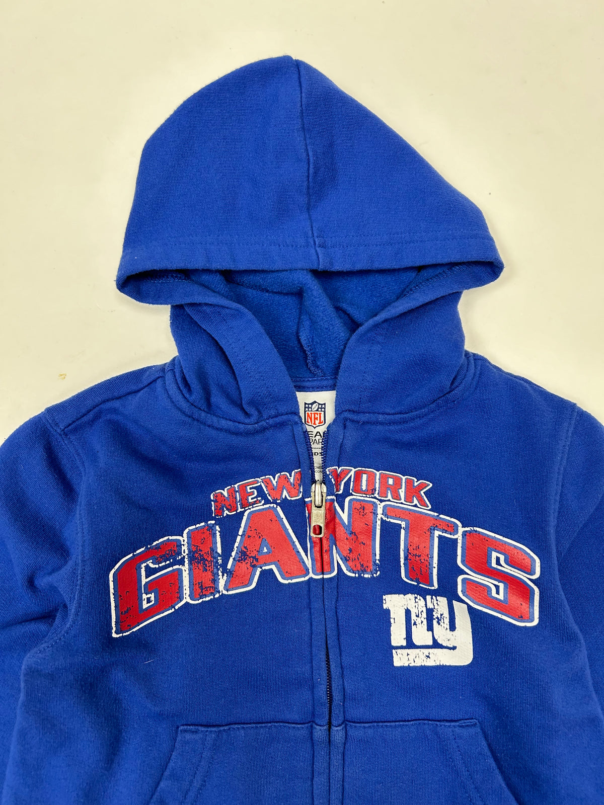 New York Giants NFL Football Zip Up Sweatshirt Kids 12/18 M 13.5x15 Inches