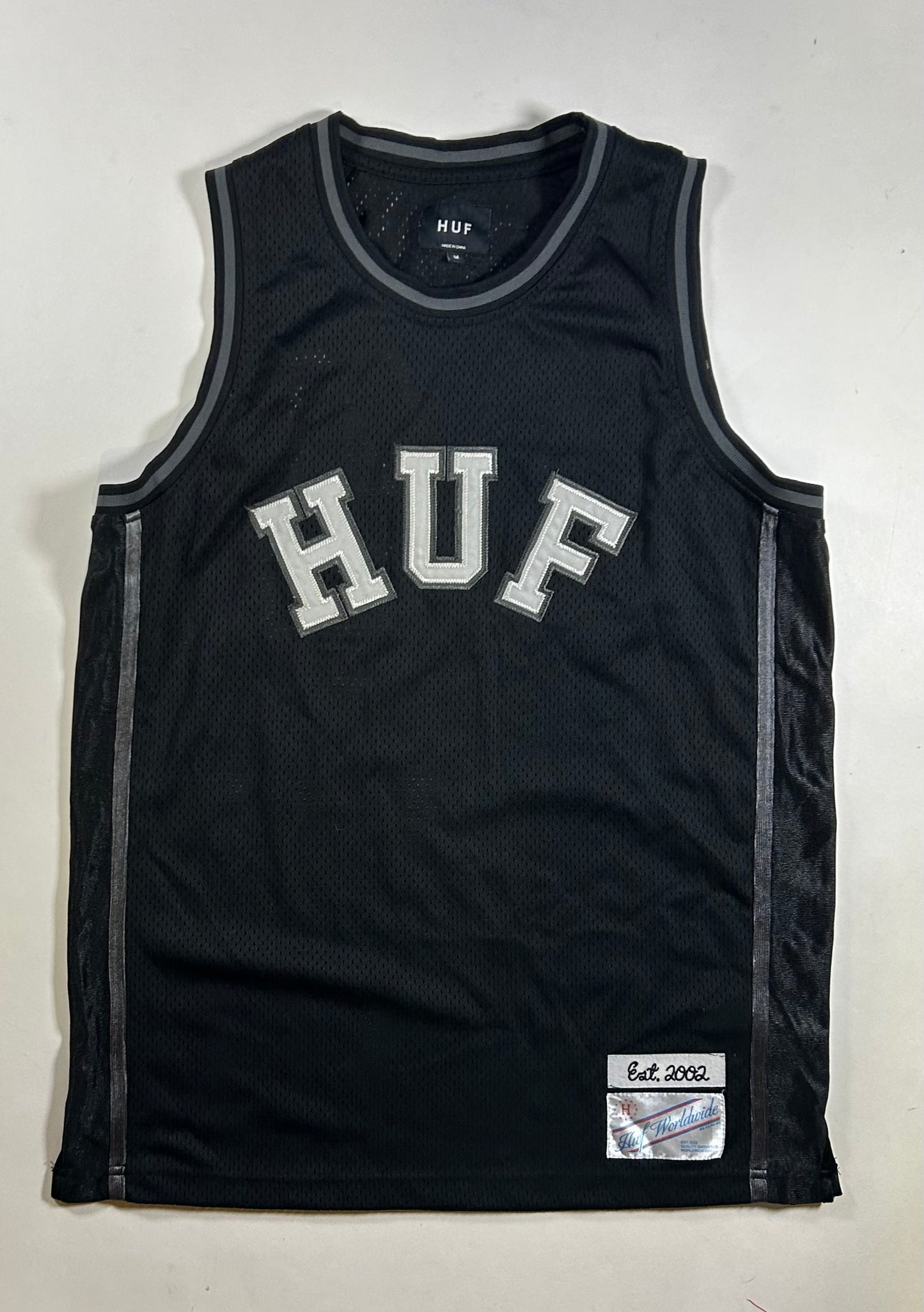 HUF Worldwide Skate Mens Basketball Style Jersey Tank #84 Skateboarding Medium 21x29.75 Inches