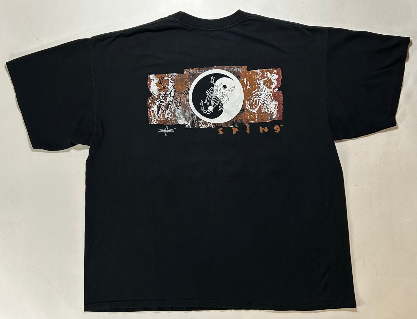 Vintage WCW Sting Wresting Tee Beware The Stinger Shirt 2XL 26.75x31.25 Inches Black As Is