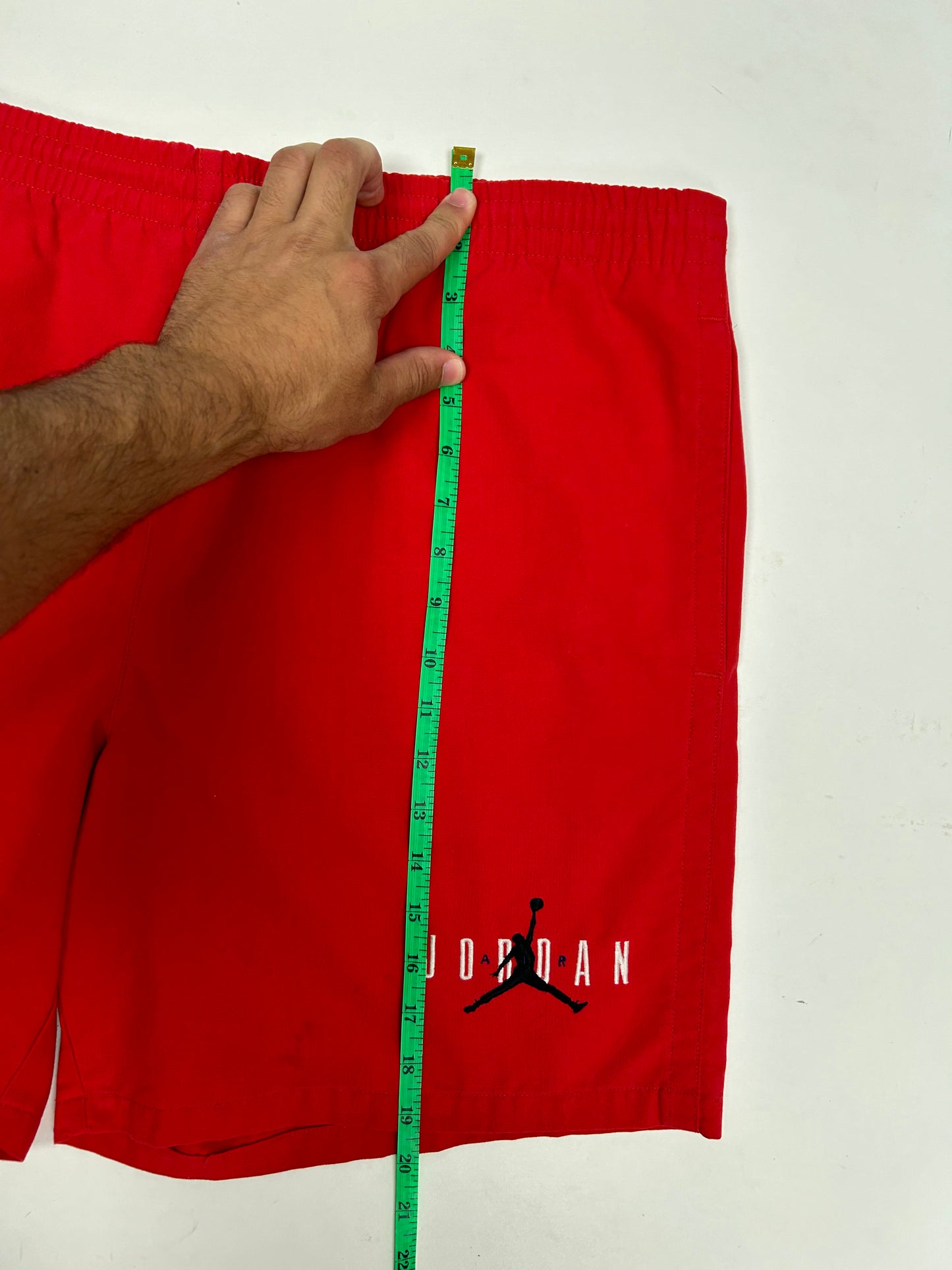 Vintage Nike Air Jordan 'Spellout Logo' Red Drawstring Shorts 1991 Rare Large Fit Big 21x20 Inches
