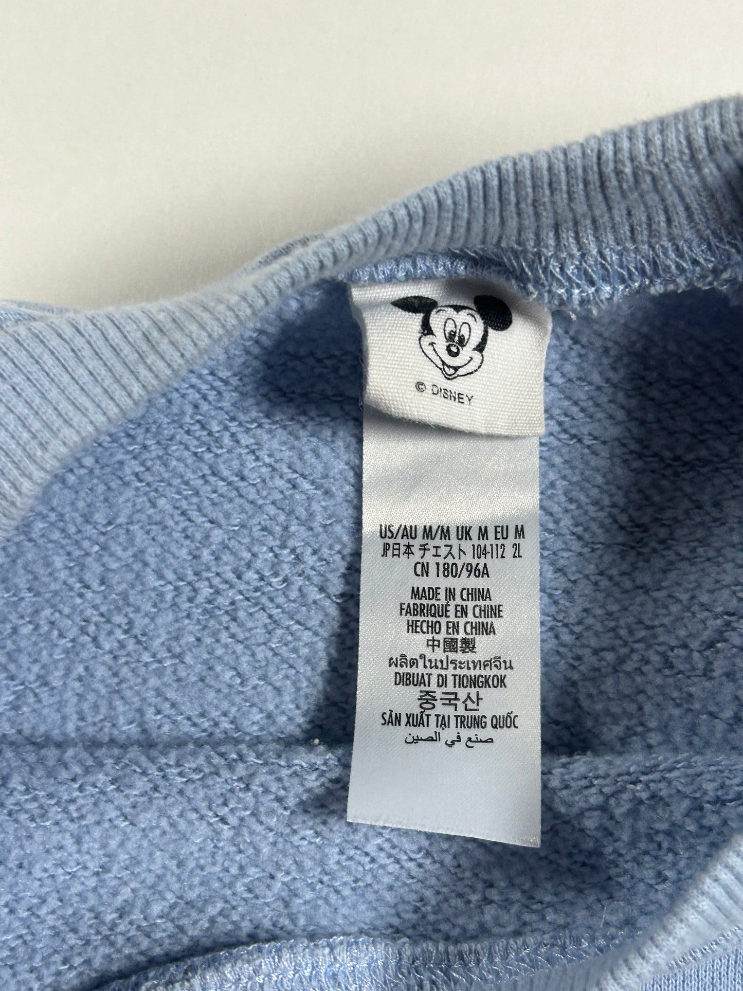 Walt Disney World Mickey Mouse Crewneck Sweatshirt Light Blue As Is Medium/Small Fit 22.75x24.5 Inches