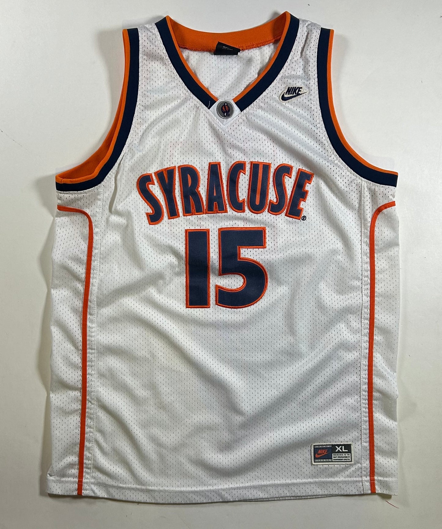 Vintage Nike Syracuse Orange Carmelo Anthony 15 White Orangeman Jersey Youth XL Fits Adult Small 21x29 Inches