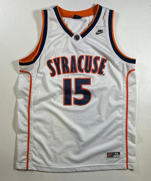 Vintage Nike Syracuse Orange Carmelo Anthony 15 White Orangeman Jersey Youth XL Fits Adult Small 21x29 Inches