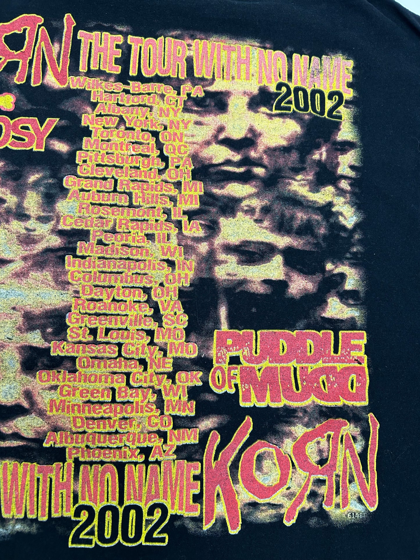 Vintage 2002 Korn Untouchables  The Tour With No Name Band Heavy Rock Shirt XL 23.25x29.25 Inches