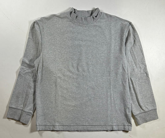 Vintage 00s Nike Swoosh Embroidered Mock Neck Long Sleeve Shirt Small 20.5x24.5 Inches Gray