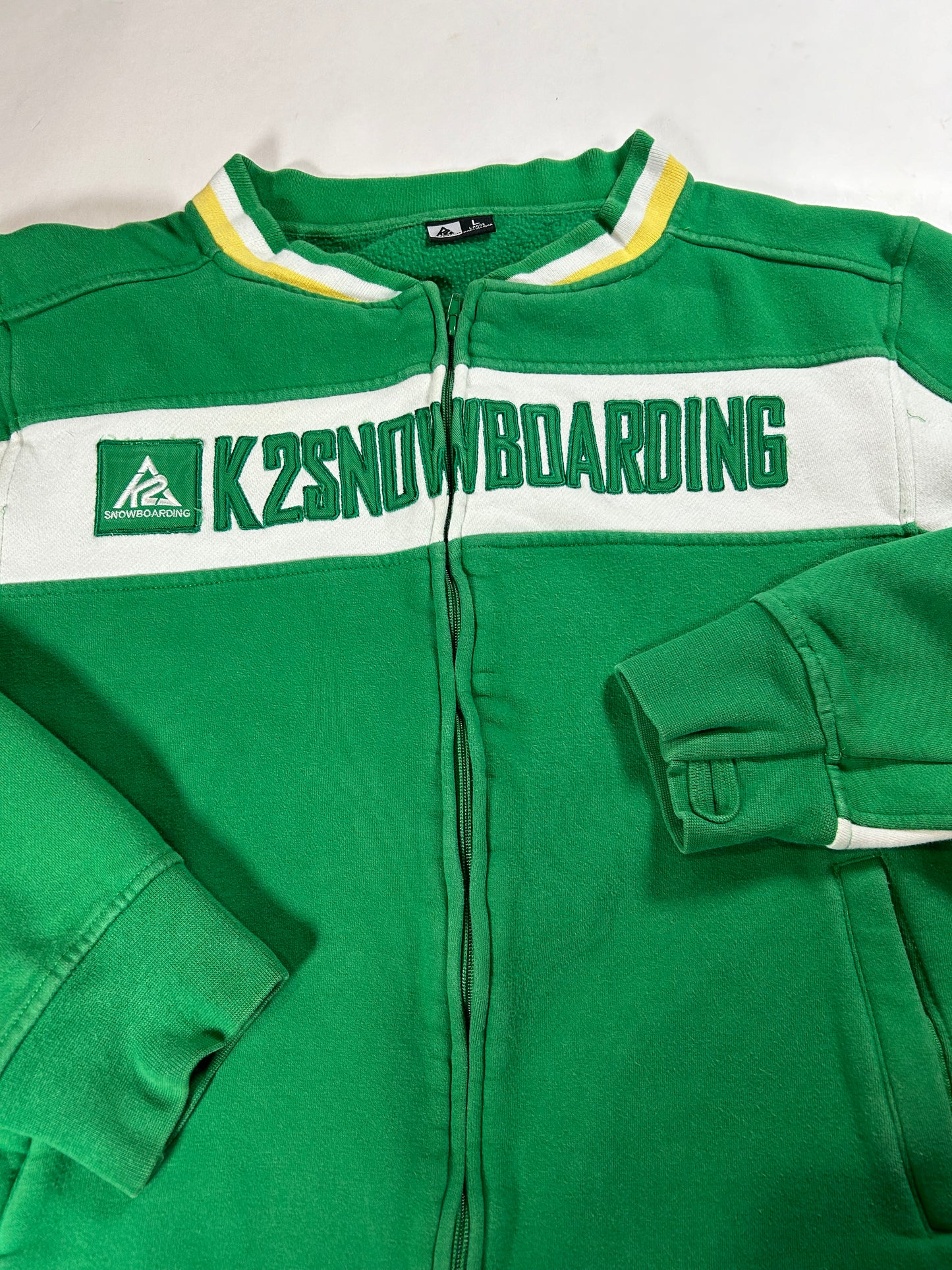 Vintage 2000s K2 Snowboarding Zip Track Jacket Style Sweatshirt Medium/Small Fit 22x24.75 Inches Green