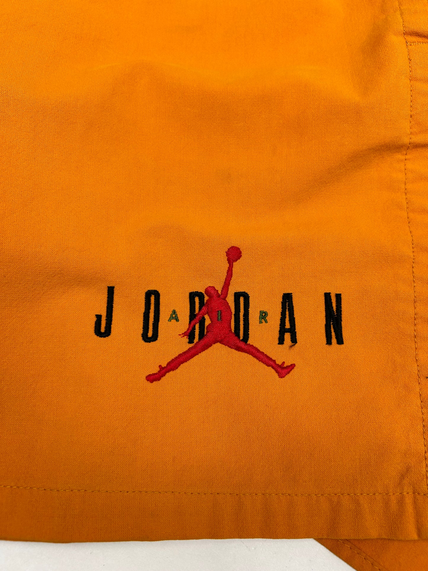 Vintage Nike Air Jordan 'Spellout Logo' Baseball Jersey Orange 1991 Rare Large 25.5x31/33.5 Inches