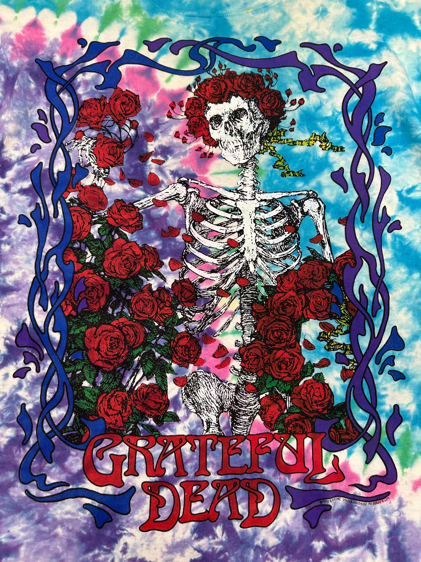 Vintage Grateful Dead 25 Years Dead 1990 Tie Dye Skeleton Music Band Tee Large 22x28.75 Inches