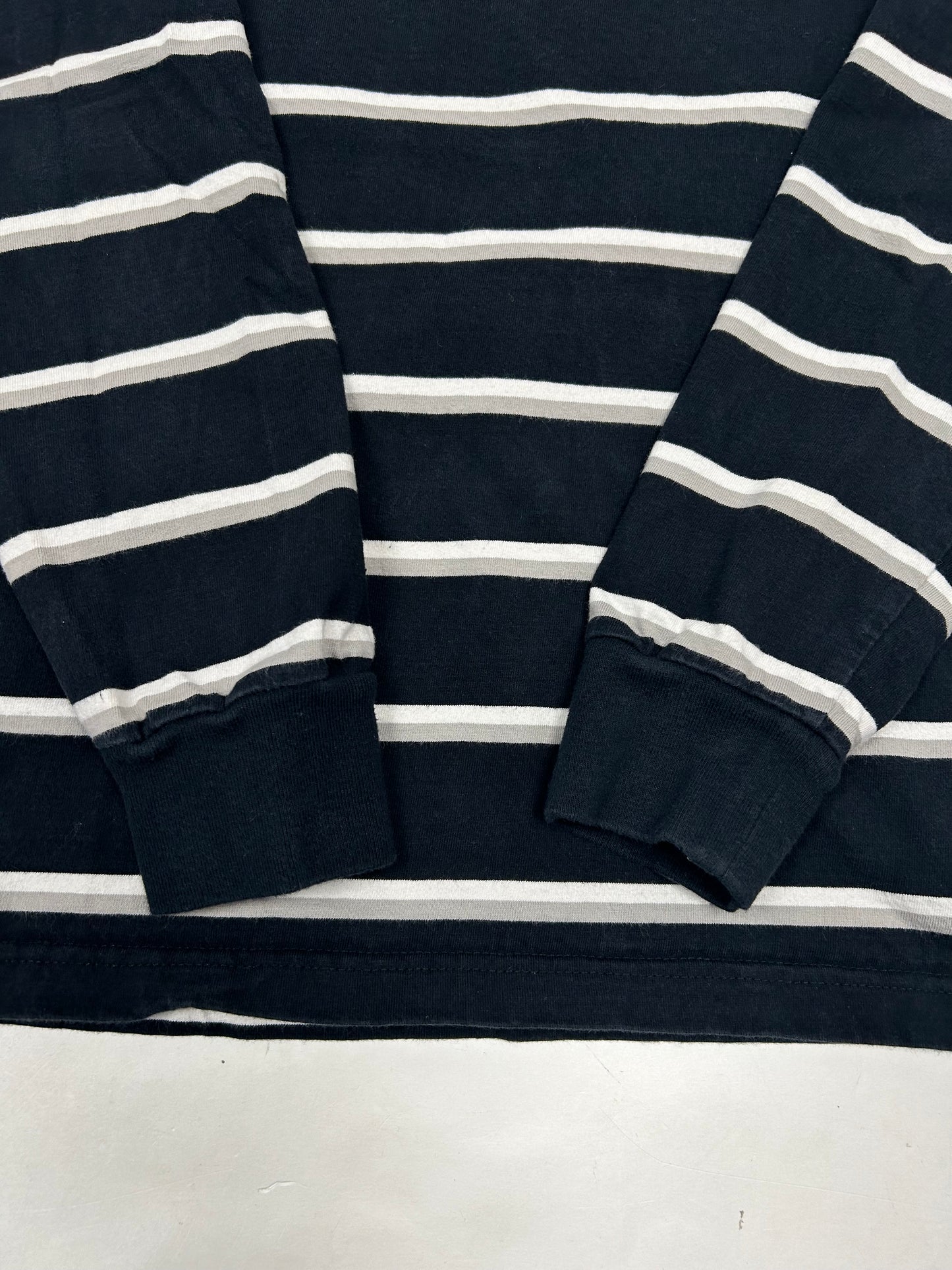 HUF Striped Embroidered Logo Long Sleeve Tee Small 18.25x26 Inches Black/White