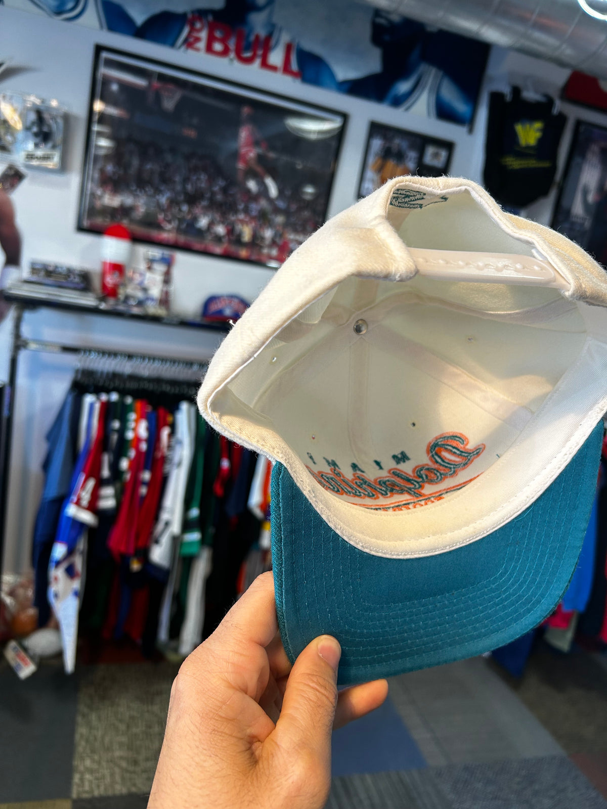 Vintage Miami Dolphins Football NFL Script Snapback Hat Starter Rare 90s Wool