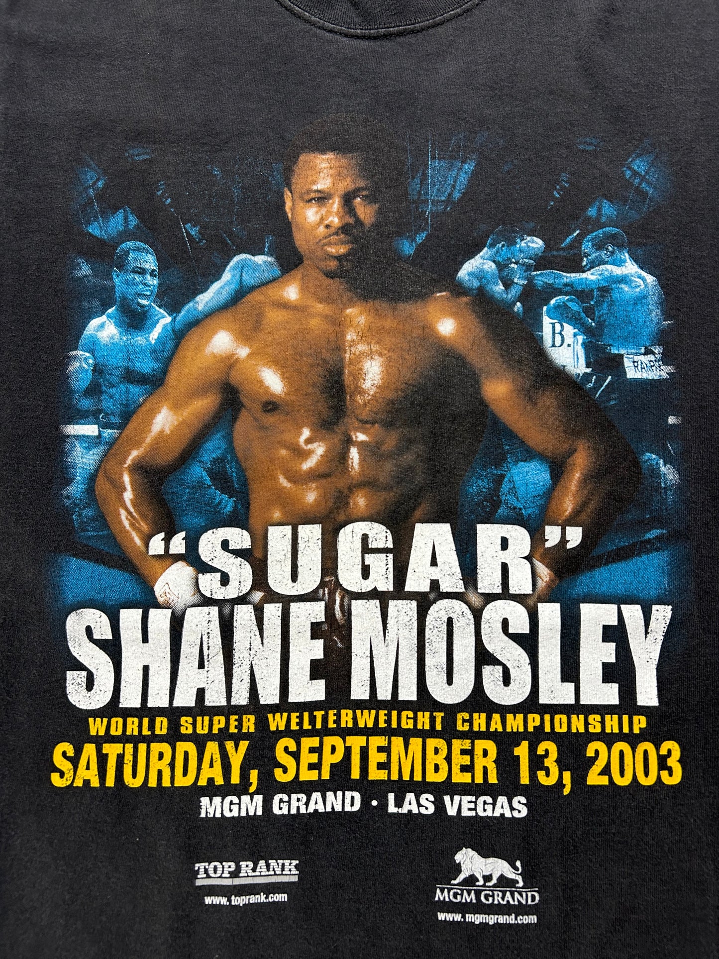 Vintage Sugar Shane Mosley Championship Promo Shirt boxing tee 2003 XL MGM Grand