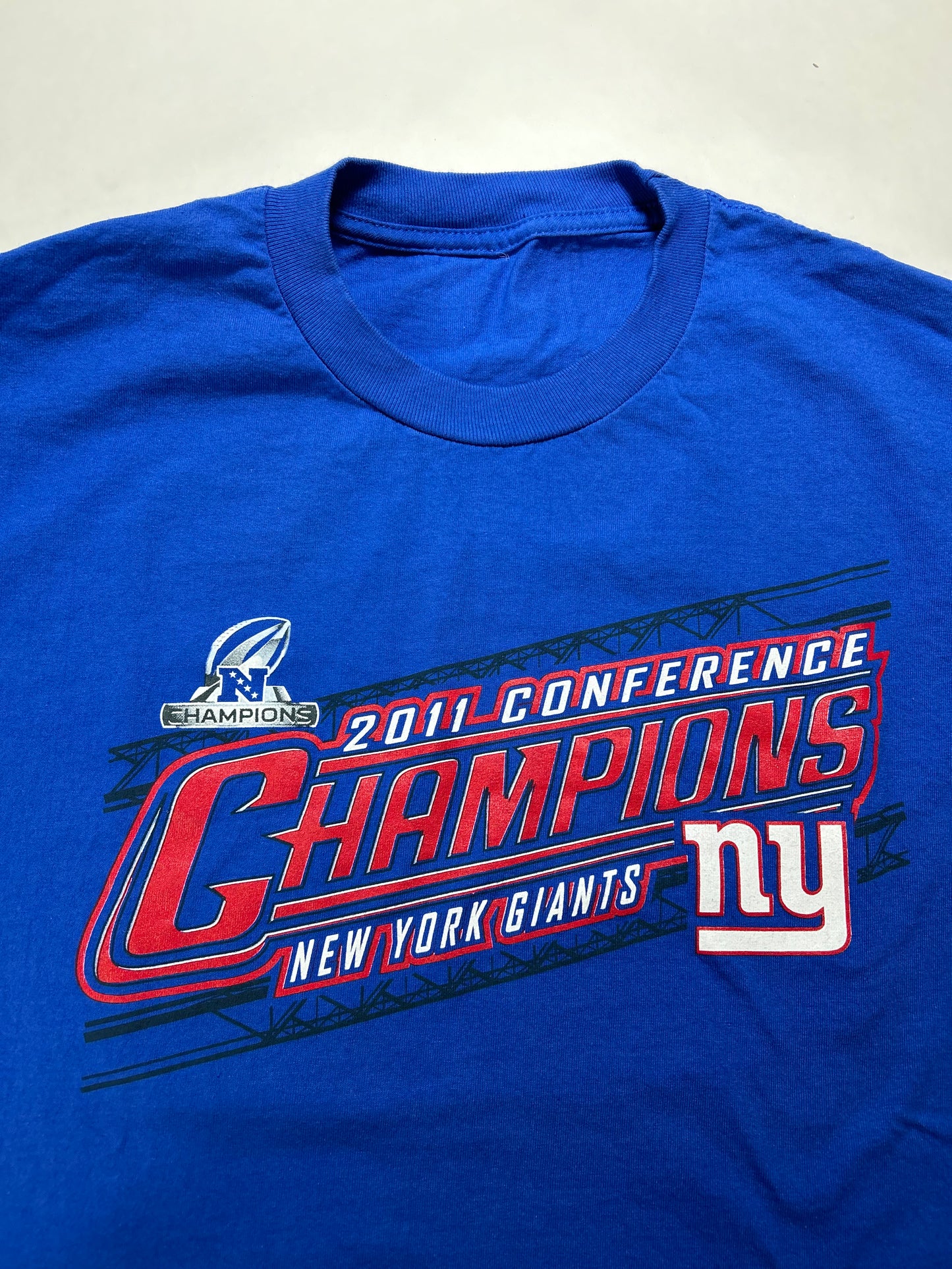 New York Giants NFL 2011 Conference Champions Tee Large 21.25x29.75 Inches Blue