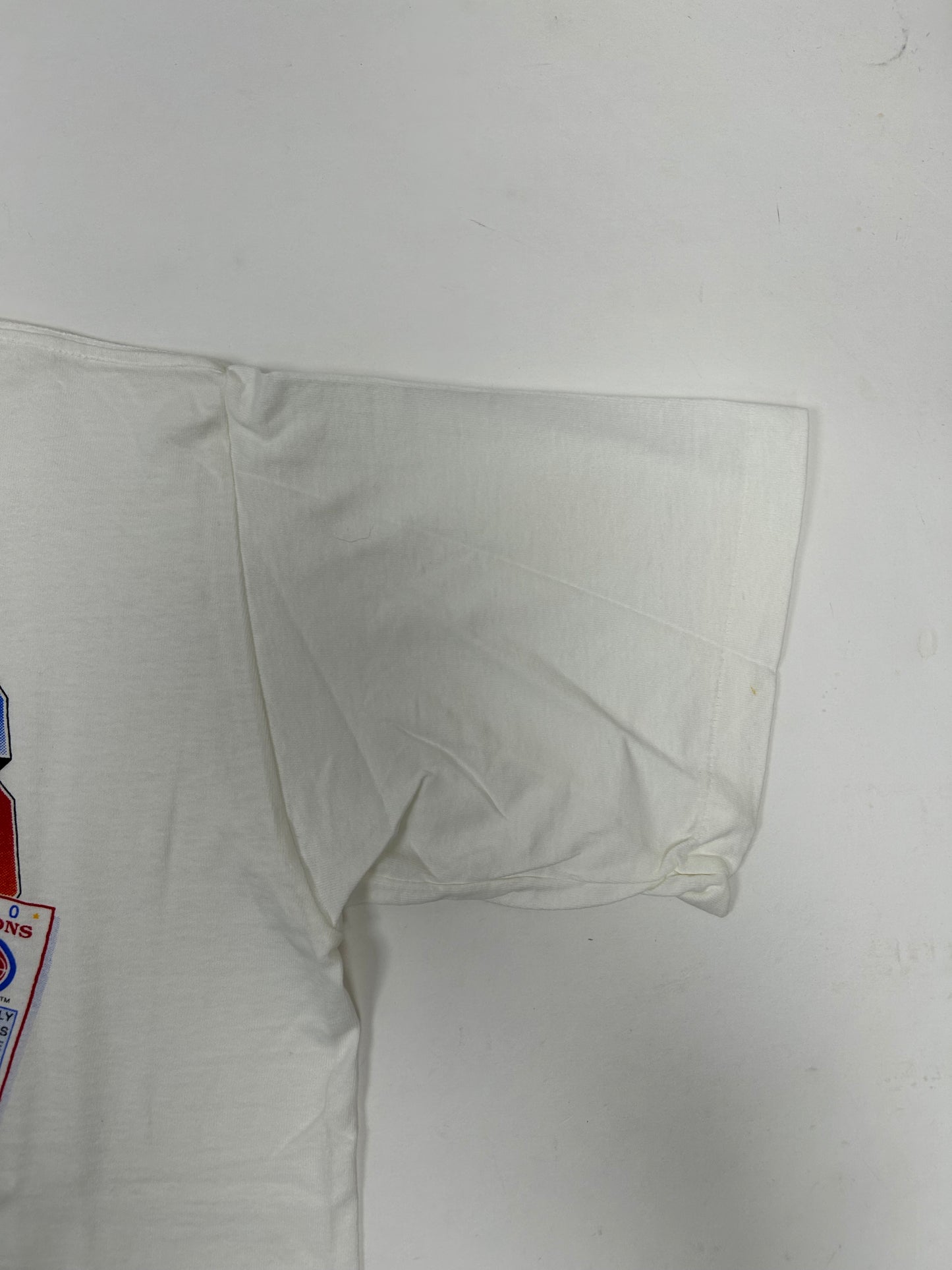 Vintage Salem Sportswear Detroit Pistons 1990 World Champions Back 2 Back World Champions Caricature Tee New With Sticker Large 23.25x27.5 Inches As Is