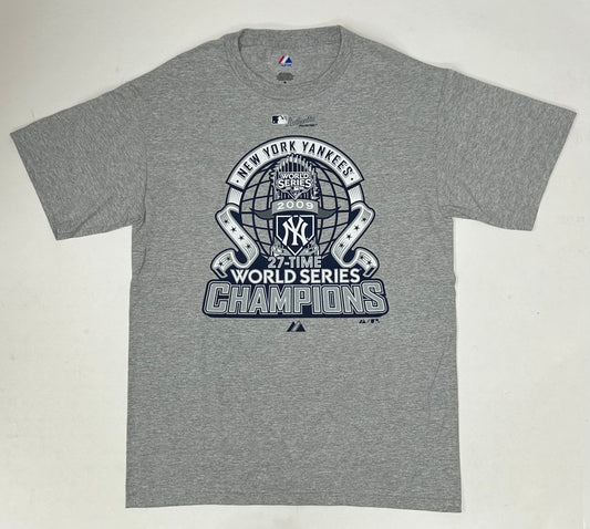 Majestic New York Yankees 2009 MLB World Series 27-Time Champions Tee Tagged Medium 20.5x29.5 Inches