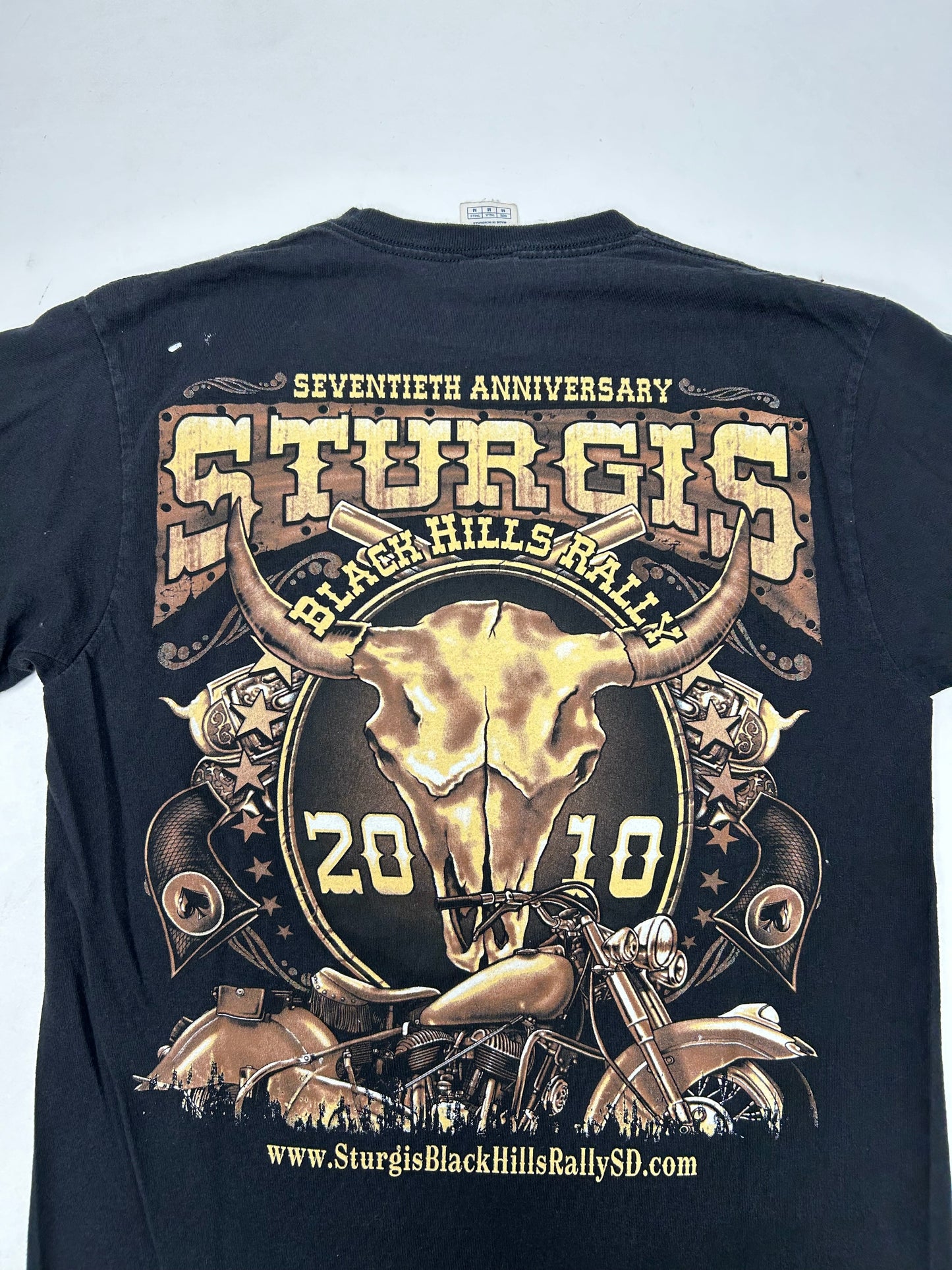 2010 Sturgis Black Hills Rally Motorcycle Long Sleeve Tee Small 18.5x27 Inches