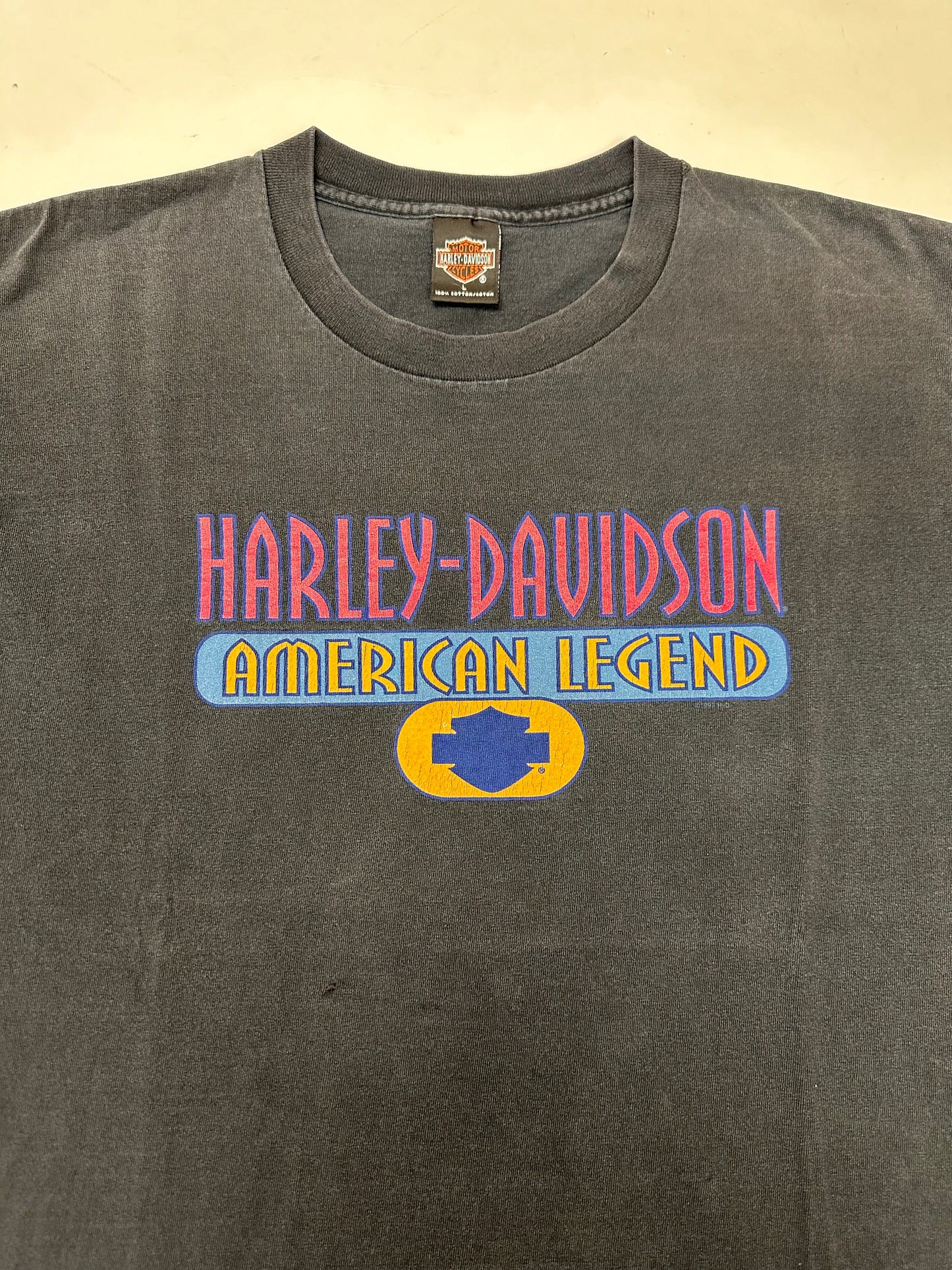 Vintage 90s Harley Davidson Motorcycles Chick’s Albuquerque, N.M. American Legend Tee Large 22.25x28.75 Inches