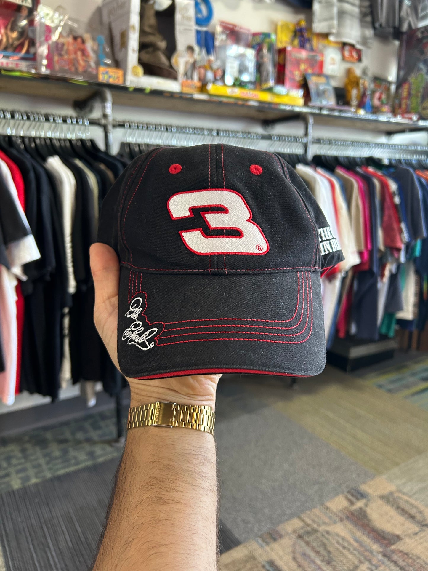 Vintage NASCAR #3 Dale Earnhardt & Johnny Cash Hat Embroidered Red/Black Adult Adjustable OSFM