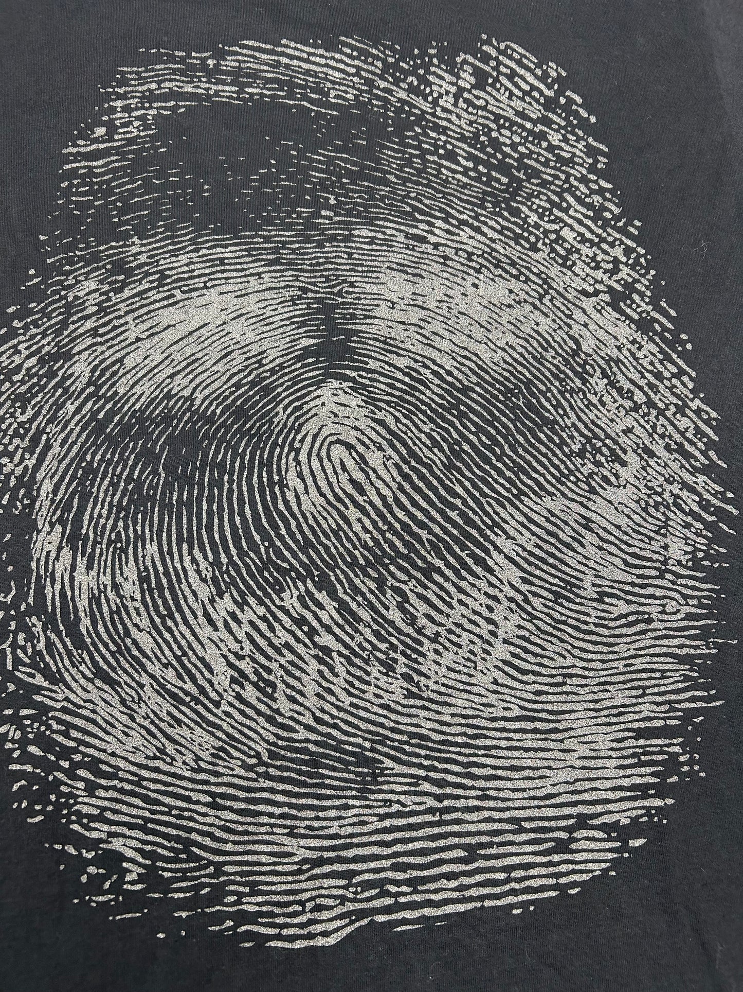 Vintage Adio Footwear Finger Print Skull Graphic Skate Tee Medium 20.5x29.5 Inches Skateboarding