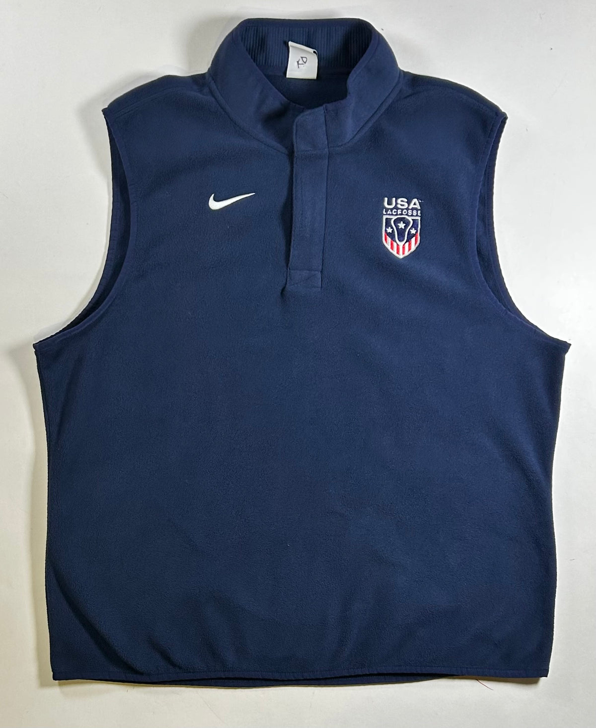 Nike USA Lacrosse Therma-Fit Victory Vest 1/4 Zip Fleece Navy Size Large 24.25x28.25 Iniches