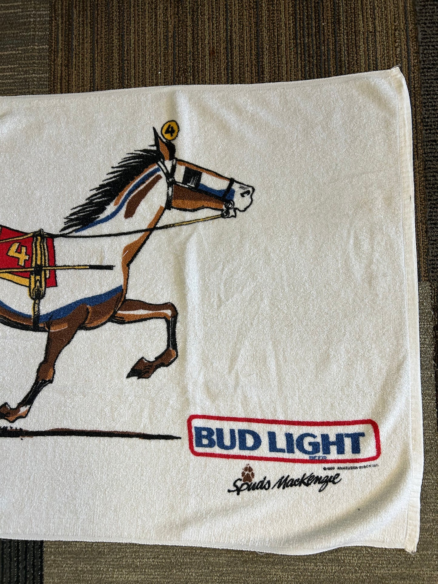Vintage 1989 Meadowlands Bud light Beach/Pool Towel 100% Cotton About 29x56.25 Inches