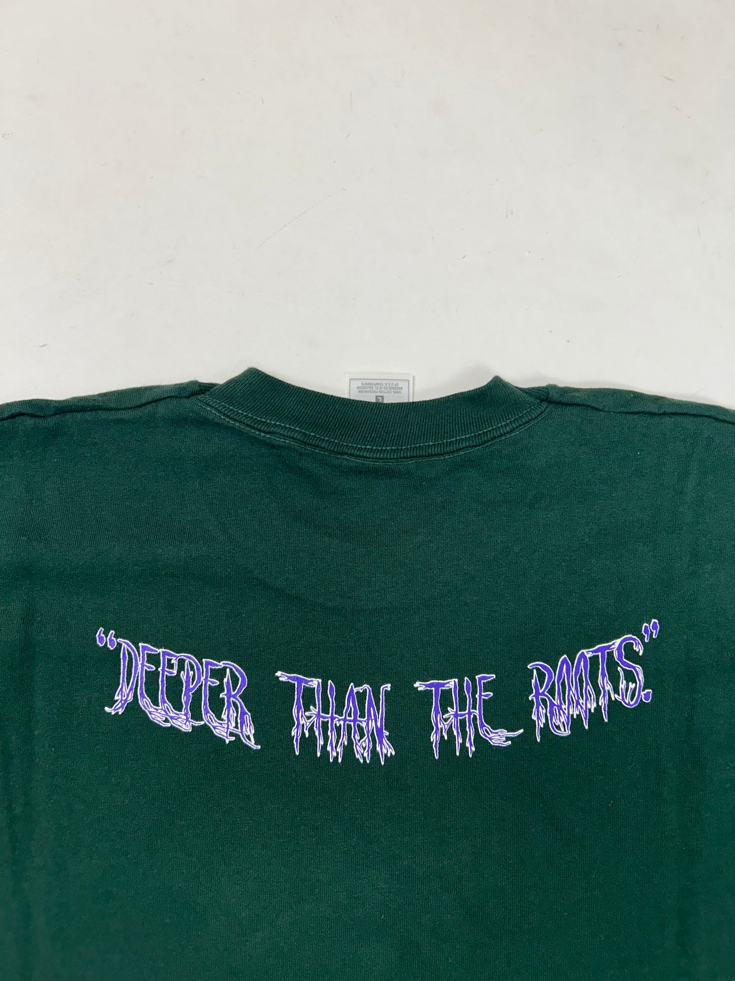 Edgewood NJ first edition “Deeper Than The Roots.” Tee Large 21x31 Inches 
FOTL Heavy Cotton 100% Cotton El Salvador/USA Forest Green