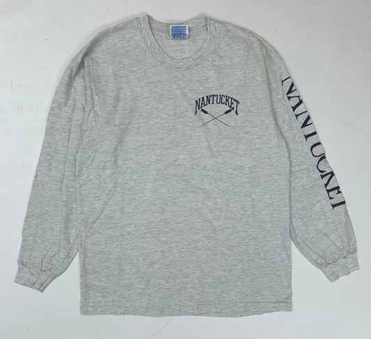 Vintage University Of Nantucket Rowing Long Sleeve Tee Gray Medium 19.75x26.5 Inches