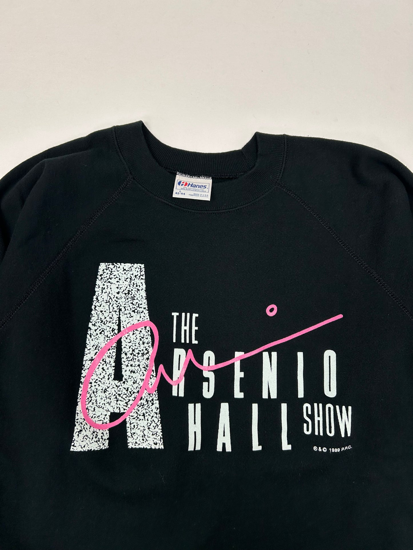 Vintage 1989 The Arsenio Hall Show Crewneck Sweatshirt Size Large/Medium 22x27 Inches