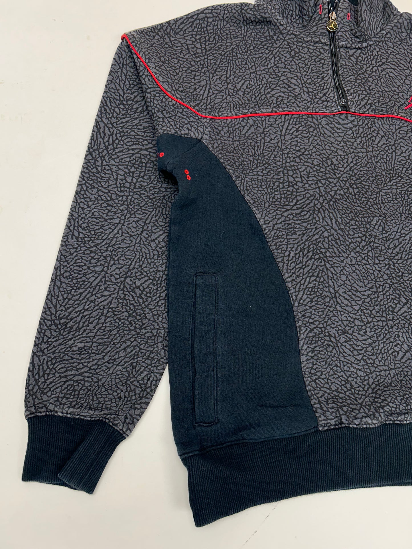 Air Jordan Cement Elephant Print 1/4 Zip Sweatshirt Retro 3 Black Cement Medium 20.5x27 Inches