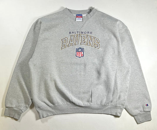 Vintage Baltimore Ravens NFL Embroidered Logo Champion Crewneck Sweatshirt 2XL 28x27.75 Inches As Is
