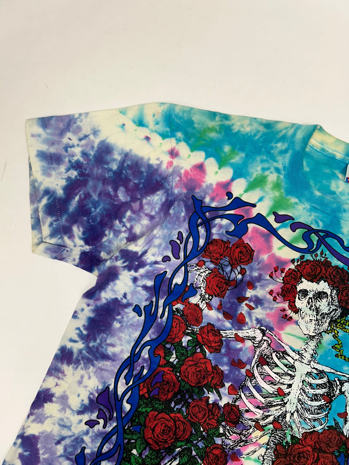 Vintage Grateful Dead 25 Years Dead 1990 Tie Dye Skeleton Music Band Tee Large 22x28.75 Inches