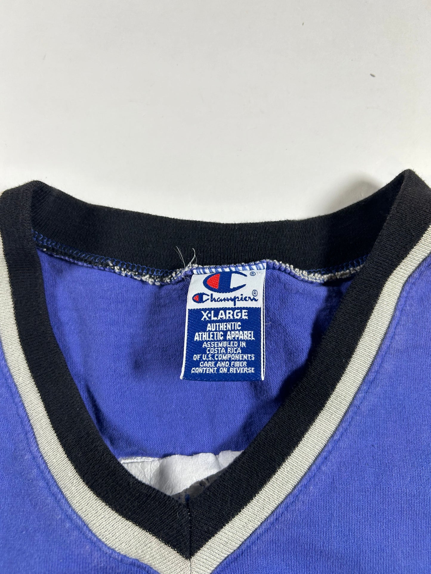 Vintage 90s New York Knicks Champion Authentic Shooting NBA Shirt XL 26x30.25 Inxhes As Is Has Faint Stain On Front Near V-Neck Area