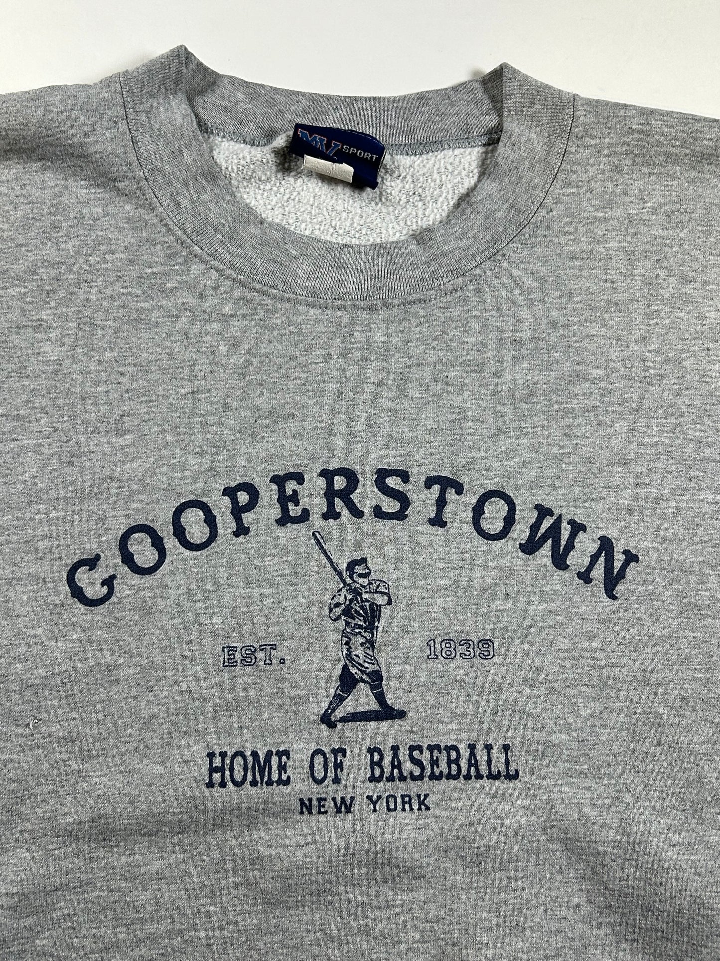Vintage Cooperstown Home Of Baseball New York Crewneck Sweatshirt XL 25.75x28.25 Inches As Is Gray