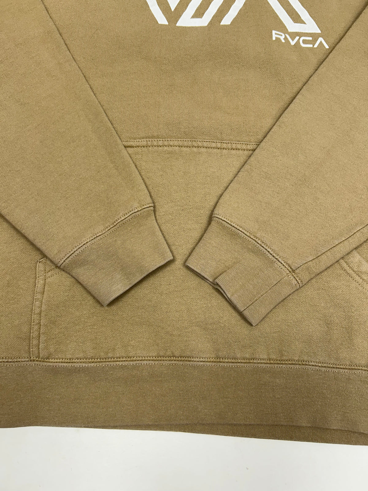 RVCA VA Hoodie Sweatshirt Hooded Tan Medium 22.75x26.25 Inches