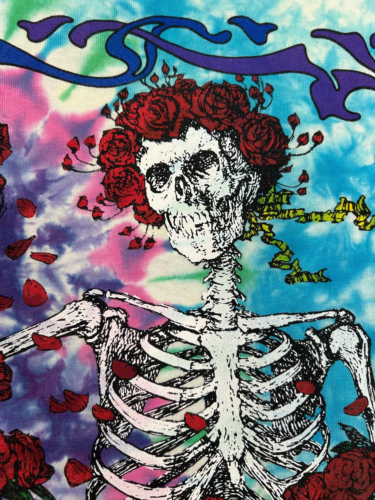 Vintage Grateful Dead 25 Years Dead 1990 Tie Dye Skeleton Music Band Tee Large 22x28.75 Inches