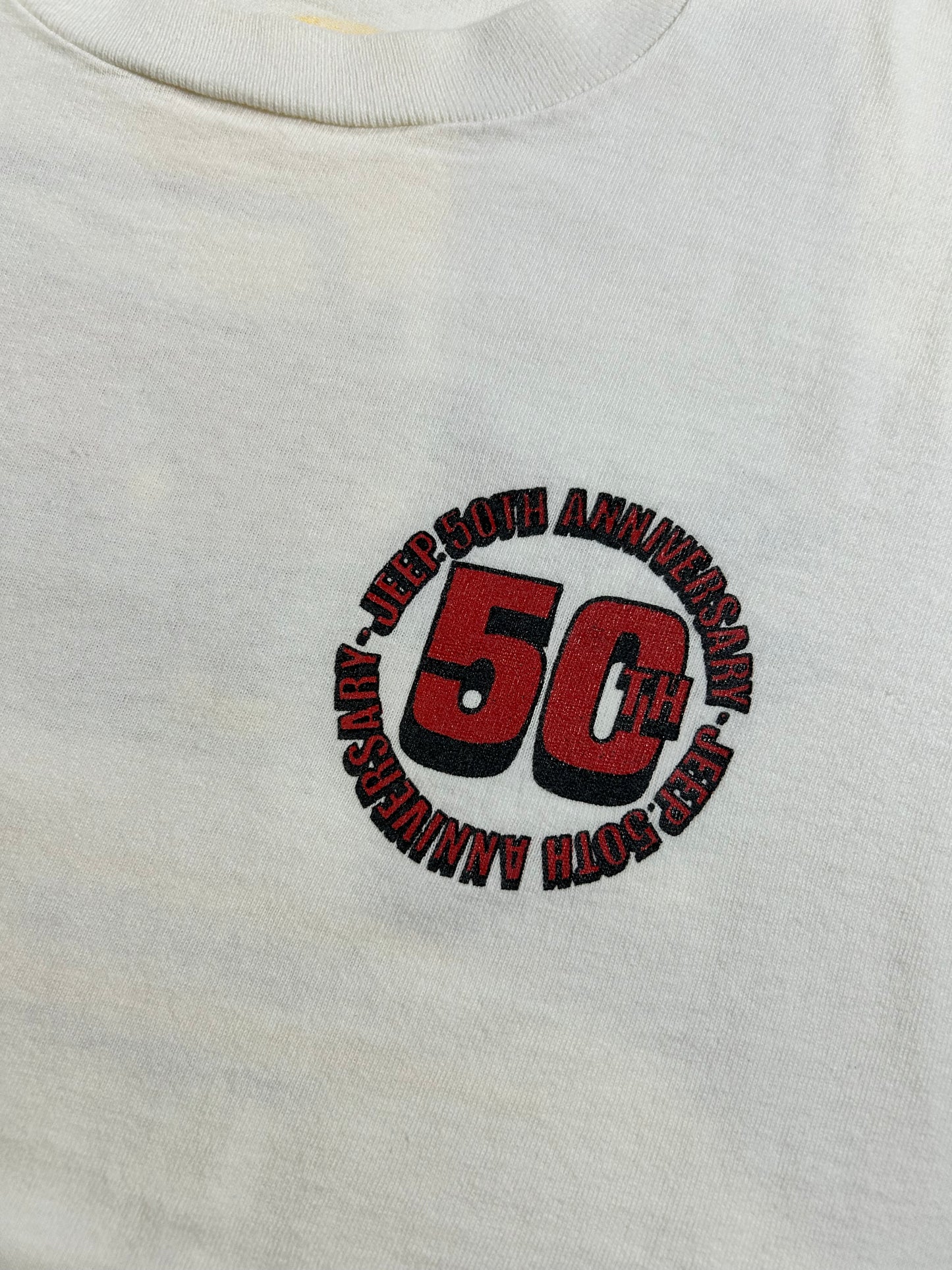 Vintage Jeep 50th Anniversary Jeep Wrangler Tee 1941-1991 Fifty Years Of Fun Large 21.5x27.75 Inches