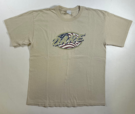 Vintage D.A.R.E. To Resist Drugs & Violence American Flag Oval Logo Tee Large 21.5x28.25 Inches