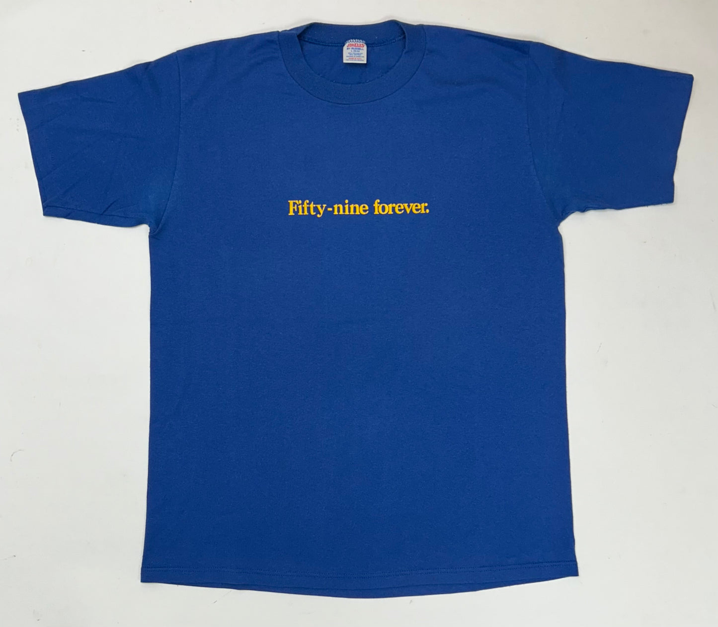 Vintage Fifty-Nine Forever. Funny Parody Birthday Turing 60 Tee Large/Medium 20.75x28.25 Inches