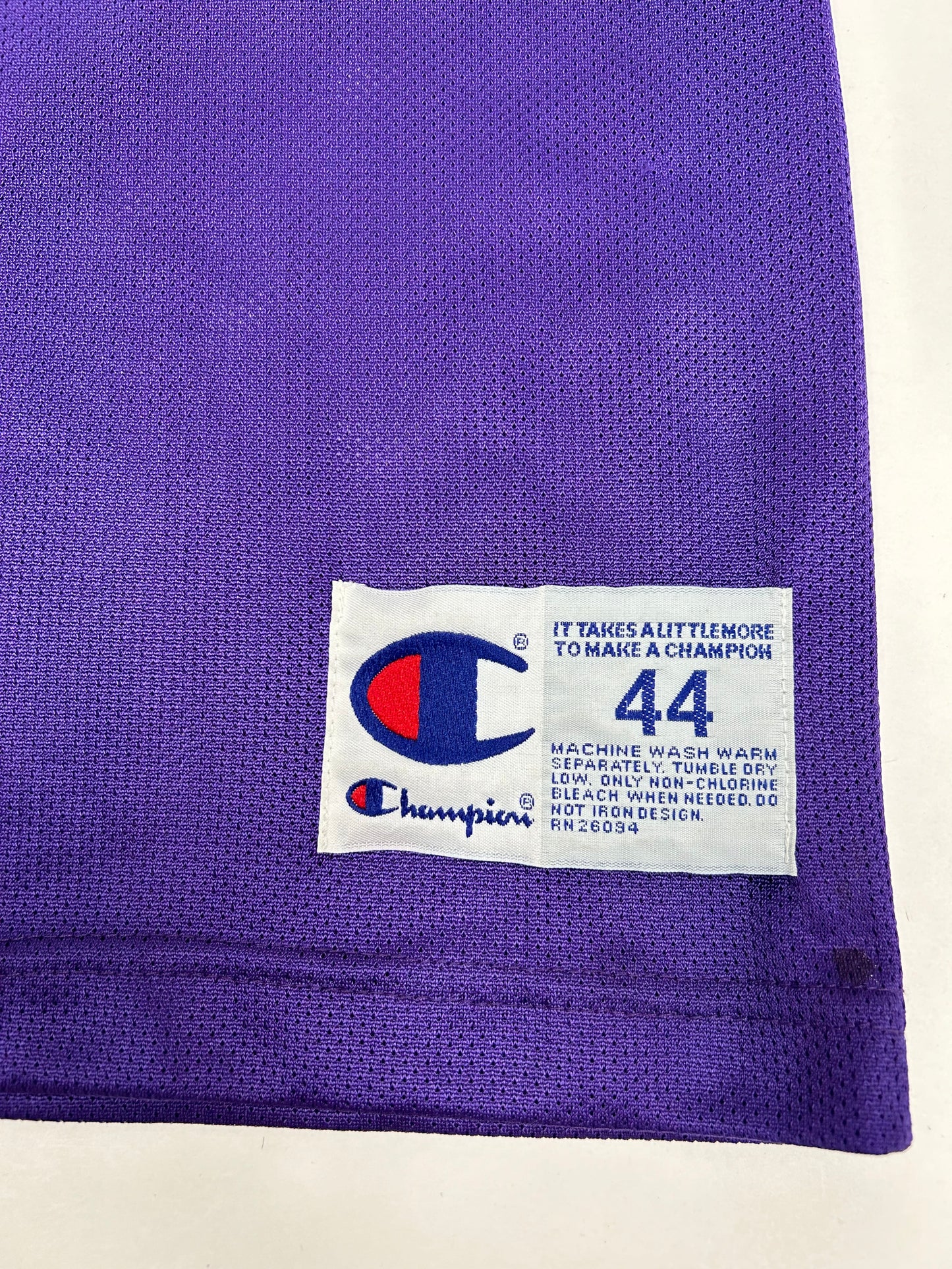 Vintage 90s Champion Los Angeles Lakers NBA Eddie Jones #6 Jersey Purple Size 44 Large 22.76x32.25 Inches